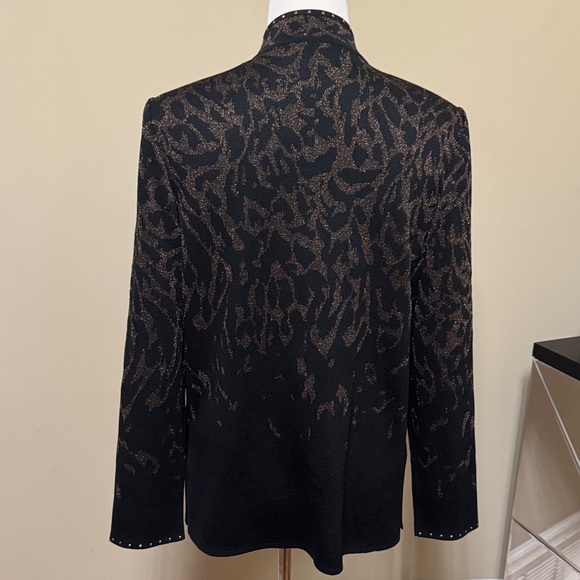 Ming Wang Black/Brown/Gold Patterned Blazer Size S pre-owned. - Picture 3 of 6